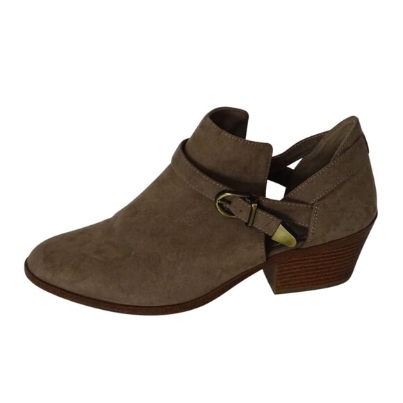 Time And Tru Women Tan Faux Suede Ankle Bootie Memory Foam Women Size 11 - Picture 1 of 10